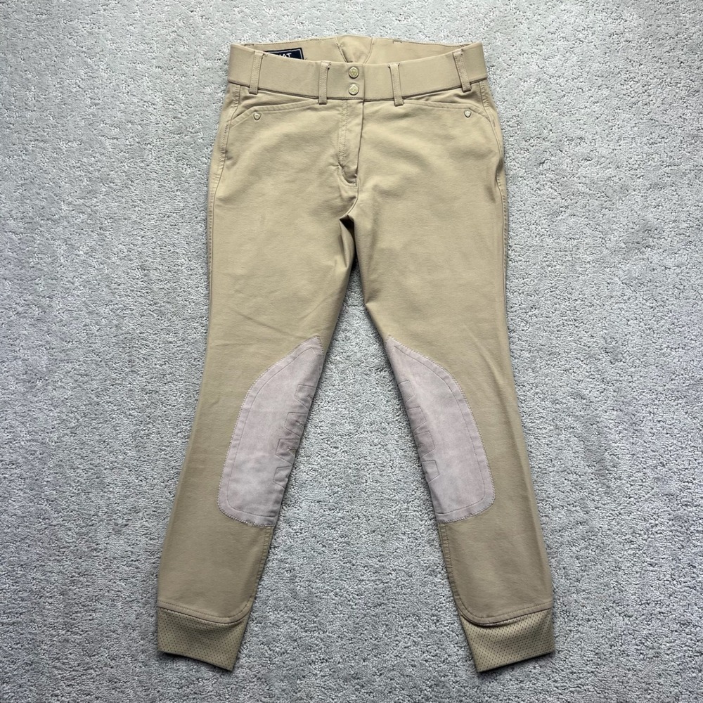Ariat Elite Riding Pants Womens 26R Tan Knee Patch Equestrian Breeches Cowgirl
